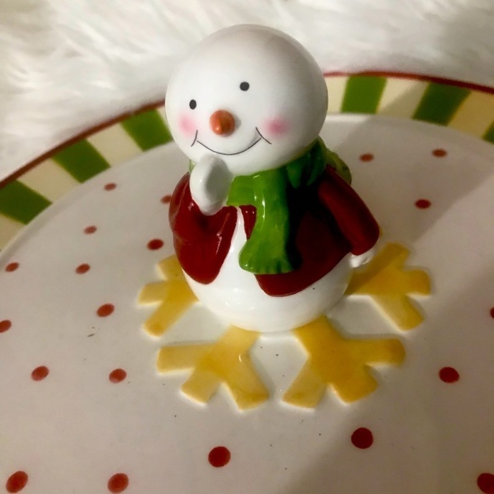 Ceramic Snowman Snack/Appetizer Plate